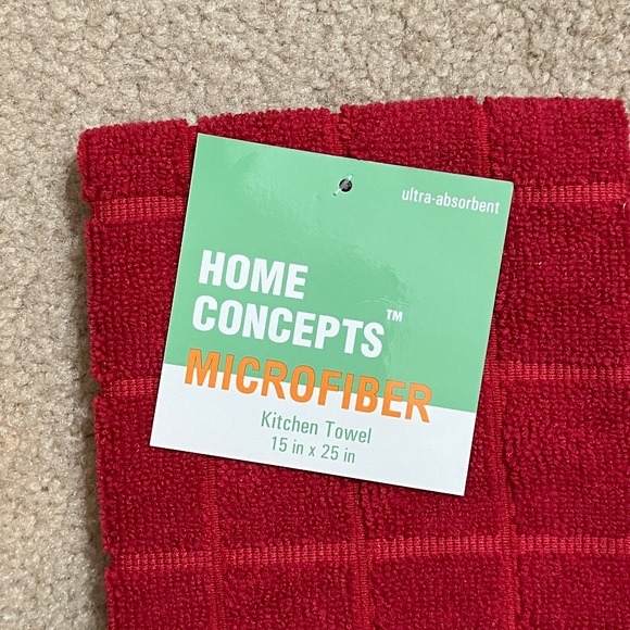 Home Concepts Microfiber Kitchen Towel – RED Check Pattern - Picture 2 of 5